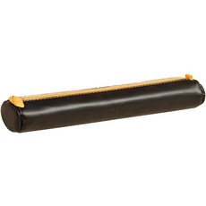 Rhodia 318892C - Rhodiarama 블랙 라운드 필통 - 21.5 x 5.5cm(8.5 x 2.1인치) - 정품 오렌지 스티치 - 아이보리 저지 내부 - 인조 가