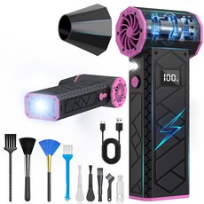 HEYSTOP초강력 무선 핸디 에어건 미니 청소기 차량용 휴대용 캠핑/자동차 세차/청소용, 검은 분홍색, BL02