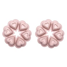쿡스타일 6구 하트 모양 실리콘 크리에이티브 프렌치 디저트 DIY 개성 베이킹몰드, 2개, 핑크