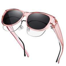 GEGURI 여성용 및 남성용 안경 편광 선글라스 스타일리시한 캣아이 디자인 선글라스 100% 자외선 차단 투명 핑크 프레임 나이트 비전 렌즈 155375, 투명 핑크 프레임 그레이 렌즈