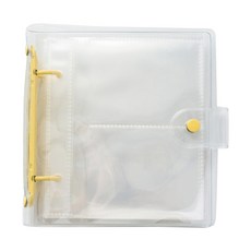 3인치 사진 앨범 북 클리어 PVC 3링 K팝 홀더 카드 보호대 슬리브 투명 바인더 커버 사진, Yellow, Transparent