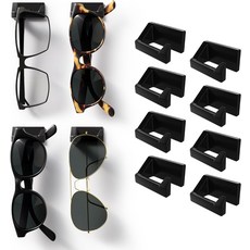 멜렌 접착 선글라스 정리함 벽8팩 - 튼튼하고 컴팩트한 안경 홀더 자동차 및 벽용 블랙, 8, Clear