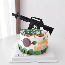 diy 소총 모양 케이크 장식 남자아이 생일 장난감 총 특수부대 비행기 합금 모형 등은 인, 와이어 스펀지 비행기 삽입 키트