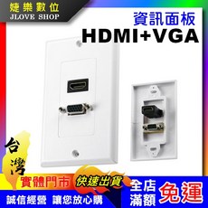 HDMI VGA雙接口面板 影音設備連接 節省空間設計 簡約美觀, 1個