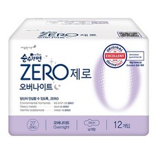깨끗한나라)순수한면ZERO(오버나이트수퍼롱/12P), 오버나이트/슈퍼플러스, 1, 12