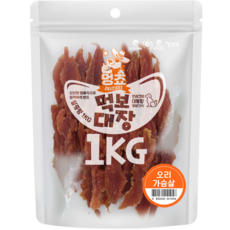 멍쵸 먹보대장 대용량 강아지간식, 1kg, 1개, 오리가슴살