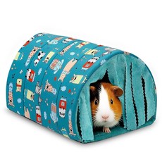 UPINS 커튼이 있는 기니피그 터널 작은 동물 은신처 침대 세탁 가능한 집 케이지 액세서리 마우스 친칠라 햄스터 고슴도치 흰 족제비 수염 드래곤 및 쥐용 148108