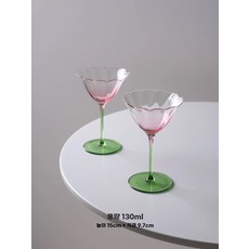 꽃 모양 칵 핑크 디저트 꽃잎 그린 핑크 와인 여자 잔 잔 샴페인 잔 와인 바, E.마티니잔2개130ml