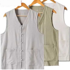 절복 조끼 법복 템플스테이 여름 승려복 생활 린넨 당의 베이지색 L