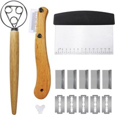 YCJKIYPT 만들기 도구 세트 반죽 스크레이퍼 점수 도구 반죽 위스크 반죽 스크레이퍼 10개의 칼날이 포함된 레임 교체 블랙, Black