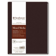 Strathmore 400 시리즈 혼합 미디어 페이퍼 아트 북 매트 브라운 커버 내추럴 화이트 하드바운드 24장 21.6x27.9cm(8.5x11인치)