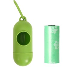 강아지 배변봉투 디스펜서 휴대용 그린, 케이스+1롤