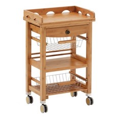 뉴탑 고급참대왜건 WA-102F (2단선반 2단서랍) 서빙 핸드카트