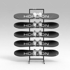 스키 진열대 보관 스탠드 랙 보드 걸이 스키샵 전시 6개, 금색 4단 바퀴 4개 수납, 1개