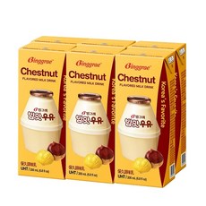 韓國Binggrae 牛奶6入 韓味不二 國民牛奶 保久乳 香蕉 草莓 哈密瓜 香草 咖啡 栗子 美式賣, 6包, 栗子牛奶x6瓶 / 5998, 200ml