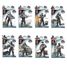 전쟁 피규어 모형 밀리터리 전투함 군인 남자아이용 블록 제2차 세계 대전 군사 미니피규어 병사 탱크 전투 미니어처 장난감, [10] 검은색