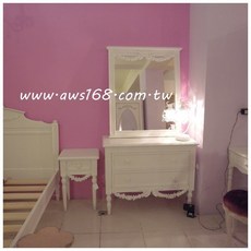 Country Corner rose系列玫瑰斗櫃鏡組 法式鄉村風梳妝鏡台 玫瑰雕花可調節鏡面 附收納斗櫃