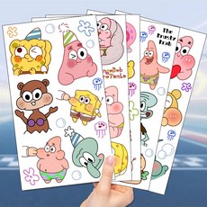파티 선물 슬랩 풍선 식기 접시 어린이 팔찌 테이블보 장식 스폰지밥 가방 용품, 10pcs Stickers