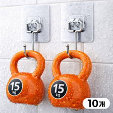 코지앤드 무타공 초강력 접착식 후크 걸이, 투명, 10개