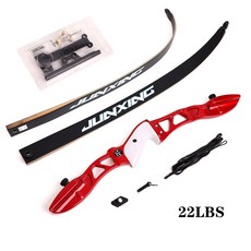 JUNXING F155 리커브 보우 알루미늄 합금 핸들 고강도 유리 섬유 20 32 lbs, RH red set 22lbs