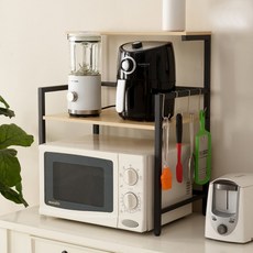 렌지 선반 전자렌지대 밥솥 선반 와이드, 2단, 모던전자렌지 선반_블랙