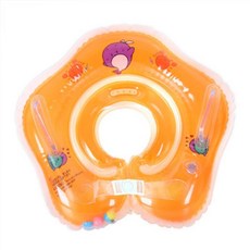兒童寶寶洗澡小孩浮圈嬰兒遊泳圈新生兒頸圈0-12個月加厚充氣, 1個, 橙色