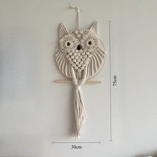 올빼미 홈스테이 벽 장식 수제 직조 면 로프 태슬 태피스트리 매트 카펫 러그 벽걸이, [00] Big Owl, [00] As shown