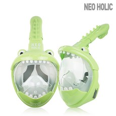 네오홀릭 스노클링 마스크 디노 아동용 1+1 (2개), 그린+그린