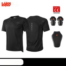 여름 오토바이 티셔츠 쇼트닝복 투과 가스속 건조 방부차 기기기기 장비, 블랙 티셔츠 보호구 세트, M