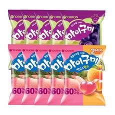 오리온 마이구미 66g 2종 10개(복숭아x5 + 포도x5) /과자 간식 젤리 캔디, 1개