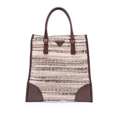 프라다 중고 2000-2013 비텔로 트리밍 트위드 플랫 토트 백