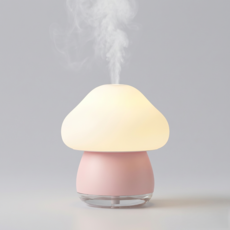 PAPA 버섯 터치 무드등 가습기 탁상용 미니 초음파 가습기, 핑크, X317