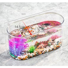 書房辦公桌面橢圓魚缸 客廳小型家用透明塑料 批發金魚造景生態缸, 1個, 如圖