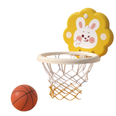 萌趣室內籃框 可愛動物造型籃球框 免打孔兒童室內籃球架 台灣現貨, 1個, 兔子款, 黃色