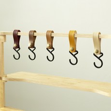 캠핑 인디언행어 가죽 후크 고리 컬러 스트랩 감성 백패킹 취사 주방, 진브라운