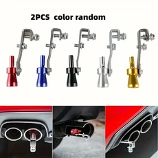 2팩 랜덤 컬러 자동차 개조 터보 휘슬 오토바이 테일 배기 파이프 모방기 유니버설 사이즈 설치 쉬운 액세, 01 2Pcs