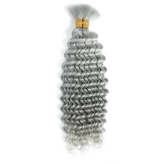 인간의 머리카락 땋기 딥 웨이브 벌크 씨실 없음 깊은 보호 브라질 버진, 01, 01 20인치, 02 Gray