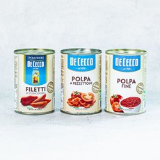 데체코 토마토소스 통조림 3종 토마토파스타 필레티, 폴파파인, 400g, 1개