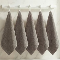 쉬라즈리빙 더소프트 40수 코마사 고리 핸드타월 65g, 5개, 브라운