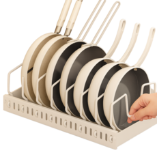 소소센스 무타공 간편설치 슬라이딩 후라이팬 정리대 거치대, 1개, 깔끔한화이트, 1단