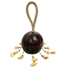 天然材質手工敲擊樂器，兒童音樂啟蒙玩具，節奏感培養，附贈鼓棒, 椰殼夾竹桃手搖鈴, 1個