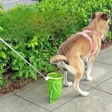 프리미엄 개똥바지 개똥받이 강아지 배변용품 생분해성 배변집게 대형 옐로우 배변봉 봉투15개포함, 소형 핑크 배변봉+봉투 75개