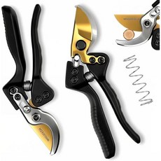날카롭고 깔끔한 절단력을 자랑하는 SK5 강철 소재의 20cm(8인치) 정원용 전정 가위입니다. 테플론 코팅 날과 인체공학적 미끄럼 방지 손잡이가 있어 장미 관목 식물 가지