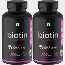 SPORTS RESEARCH 生物素椰子油素食軟膠囊 10000mcg, 120顆, 2罐