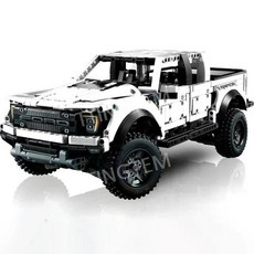 테크니컬 짚 F150 랩터 트럭 자동차 빌딩 블록 42126 픽업 MOC 조립 벽돌 차량 장난감 남아용 선물 1379 개, Upgrade White, 1개