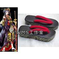 刀劍亂舞 次郎太刀COS鞋子 COS木屐 COSPLAY鞋子 專業定制COS鞋子 可來圖定做 免定金預定, 1個, 46碼=腳長28cm