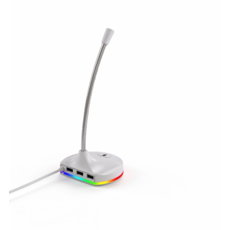RGB 桌面麥克風 USB集線器, 白色, WHITE