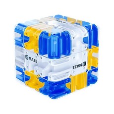 2026新款趣磨方趣3D滾珠迷宮魔方三階對戰PK邏輯思維兒童解壓玩具, 1個, 藍黃色【1個裝】 三階魔方滾珠迷宮:1個
