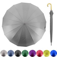 MRTLLOA 비를 위한 52인치 방풍 대형 우산 16개의 갈비뼈 J 나무 손잡이 210T 고밀도 패브릭 골프 스틱 우산