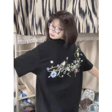 潮牌刺繡短袖T恤 少女大童夏季款